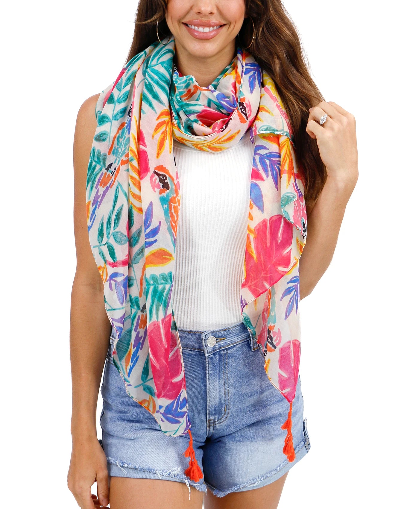 Spring Floral Scarf in Tropical Floral