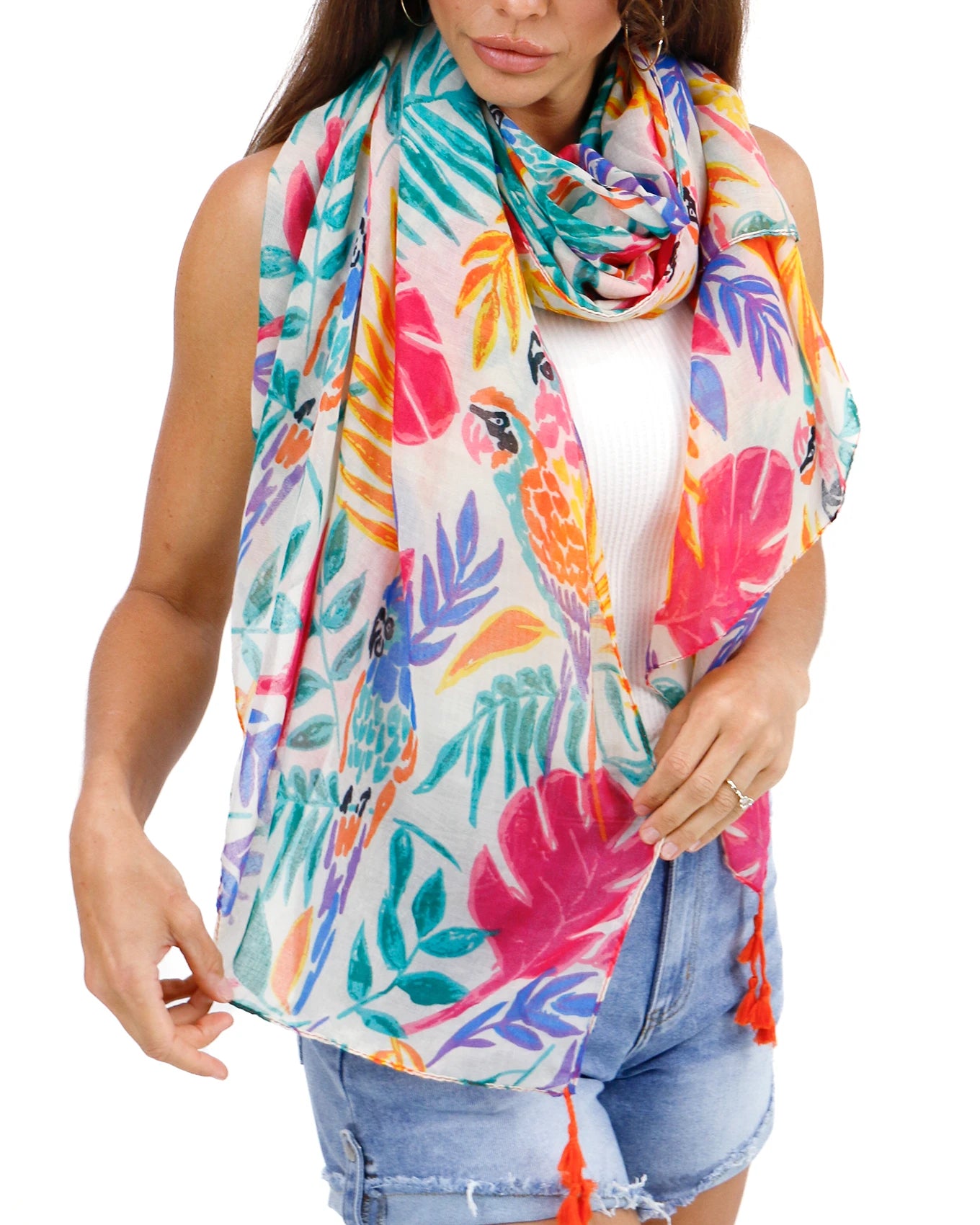 Spring Floral Scarf in Tropical Floral
