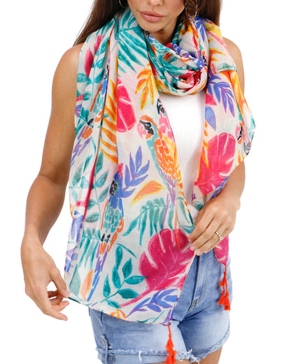 Spring Floral Scarf in Tropical Floral