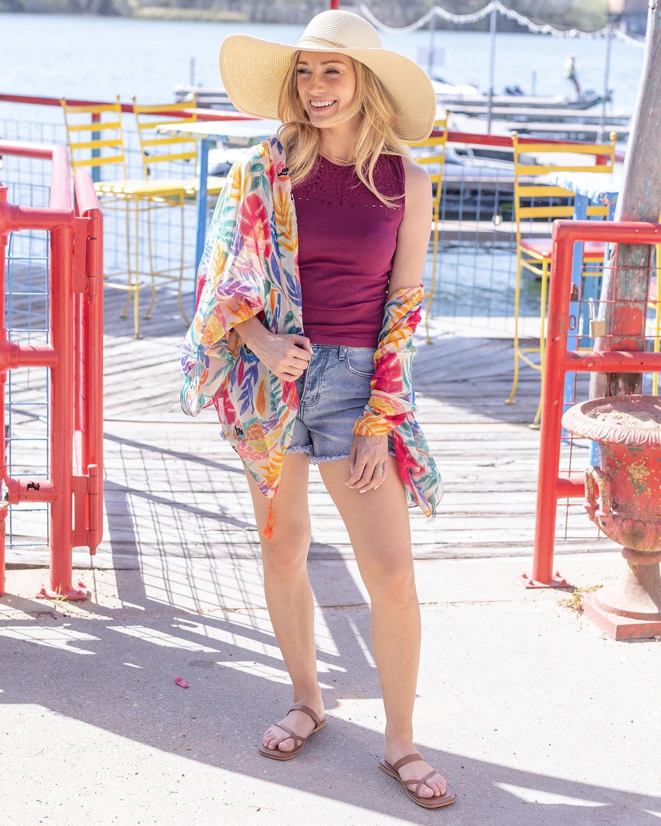 Spring Floral Scarf in Tropical Floral