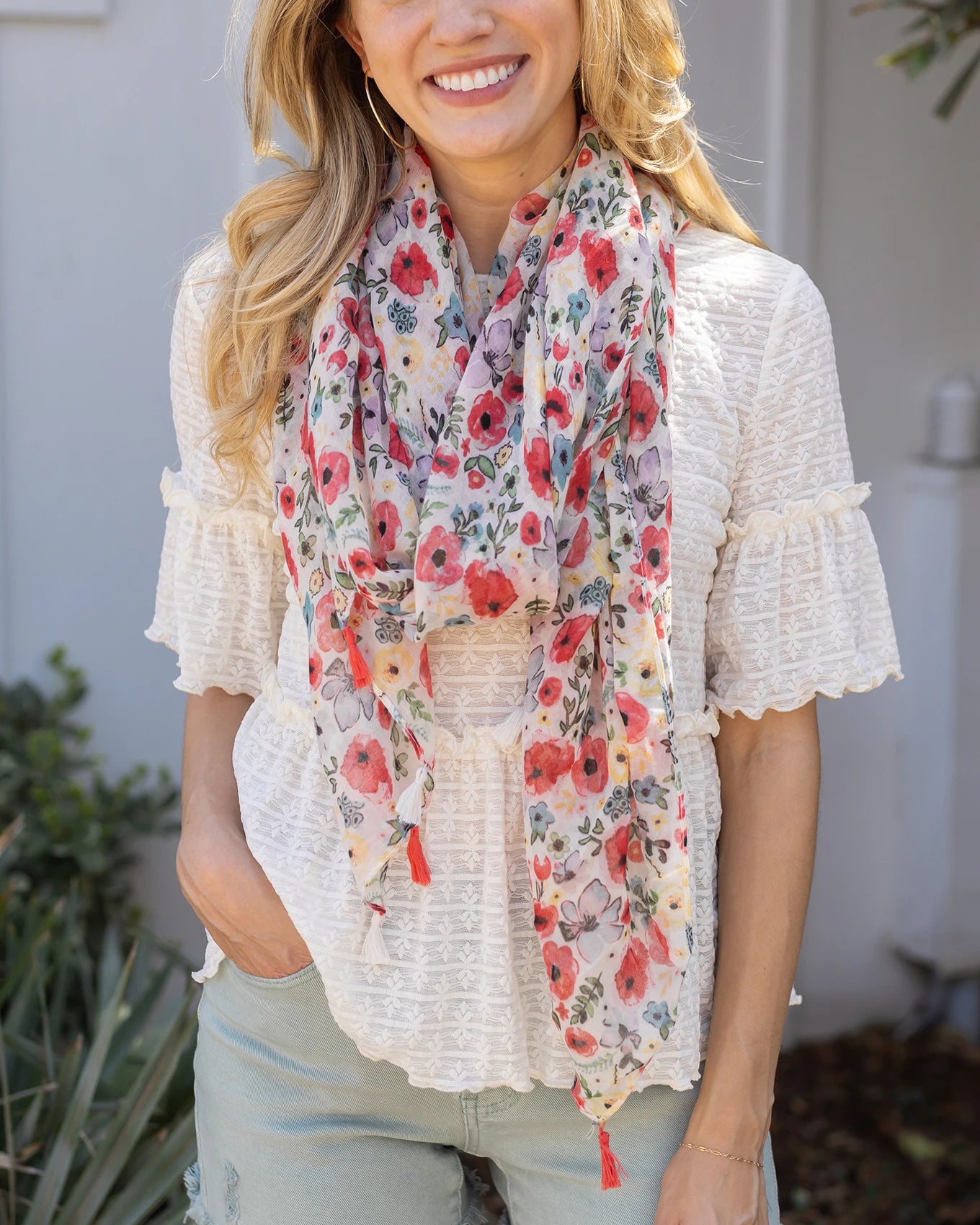 Spring Floral Scarf in Wild Flower