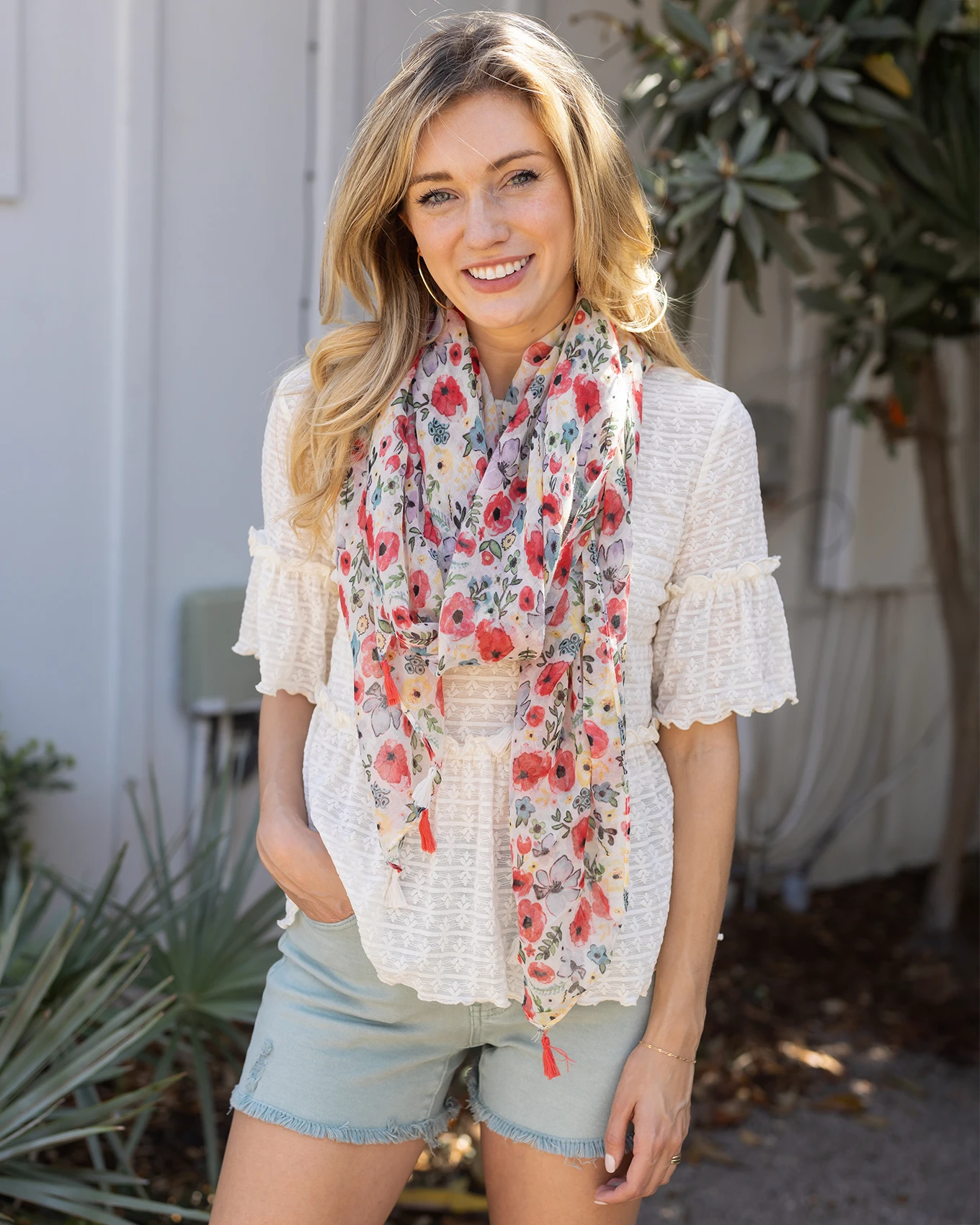 Spring Floral Scarf in Wild Flower