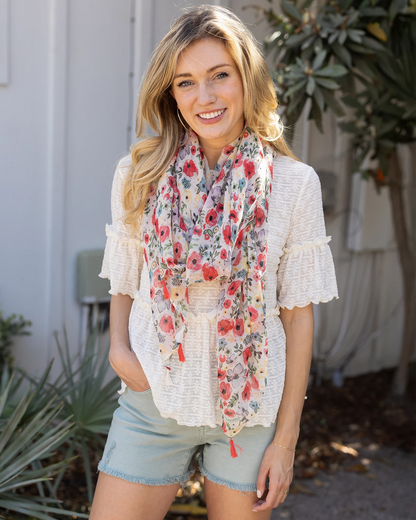 Spring Floral Scarf in Wild Flower