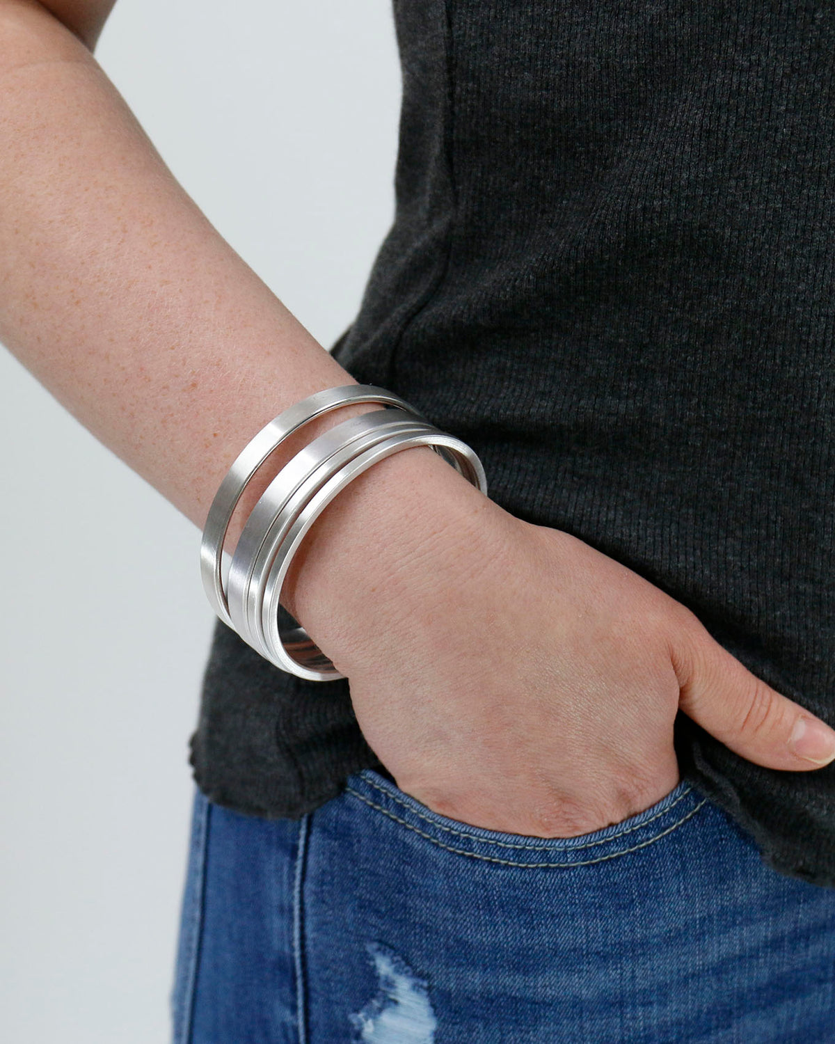 Stacked Bangles Silver - FINAL SALE - Silver / One Size - Grace and Lace