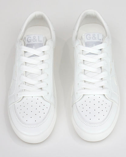 top view stock shot of white star sneakers