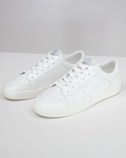 side view stock shot of white star sneakers