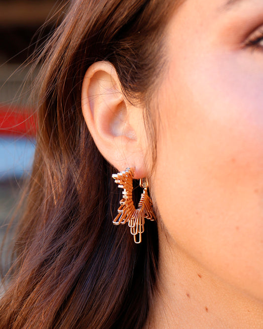 Full view of Gold Starburst Earrings