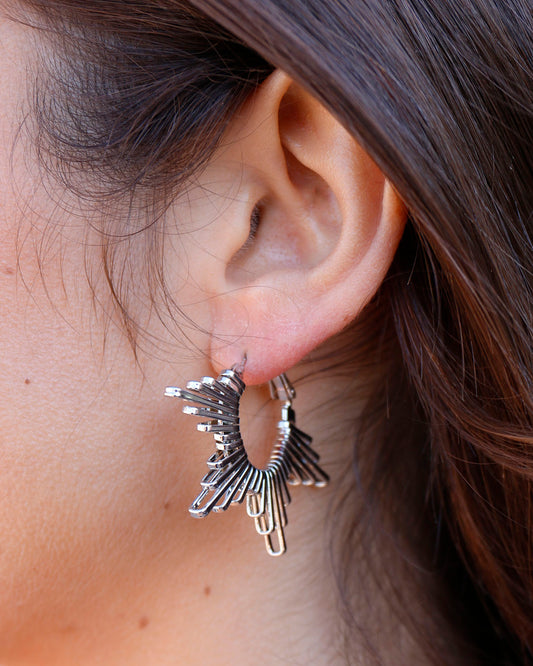 Full view of Silver Starburst Earrings