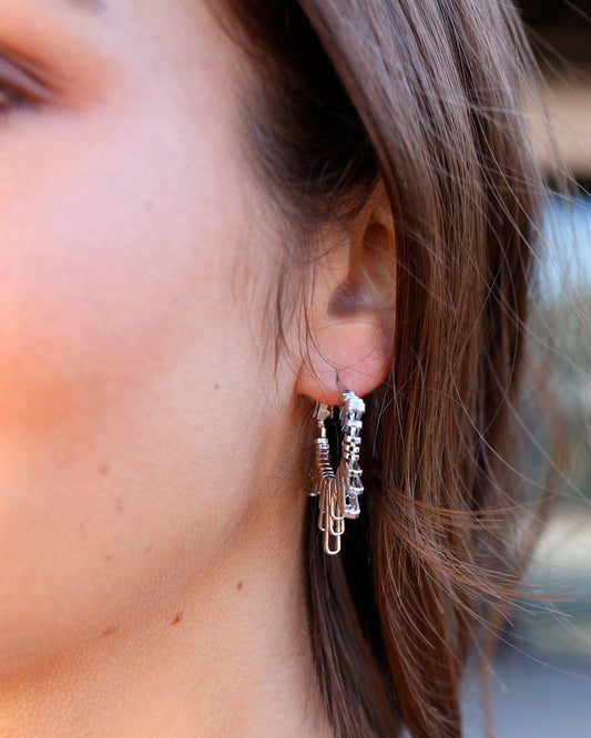 Full view of Silver Starburst Earrings