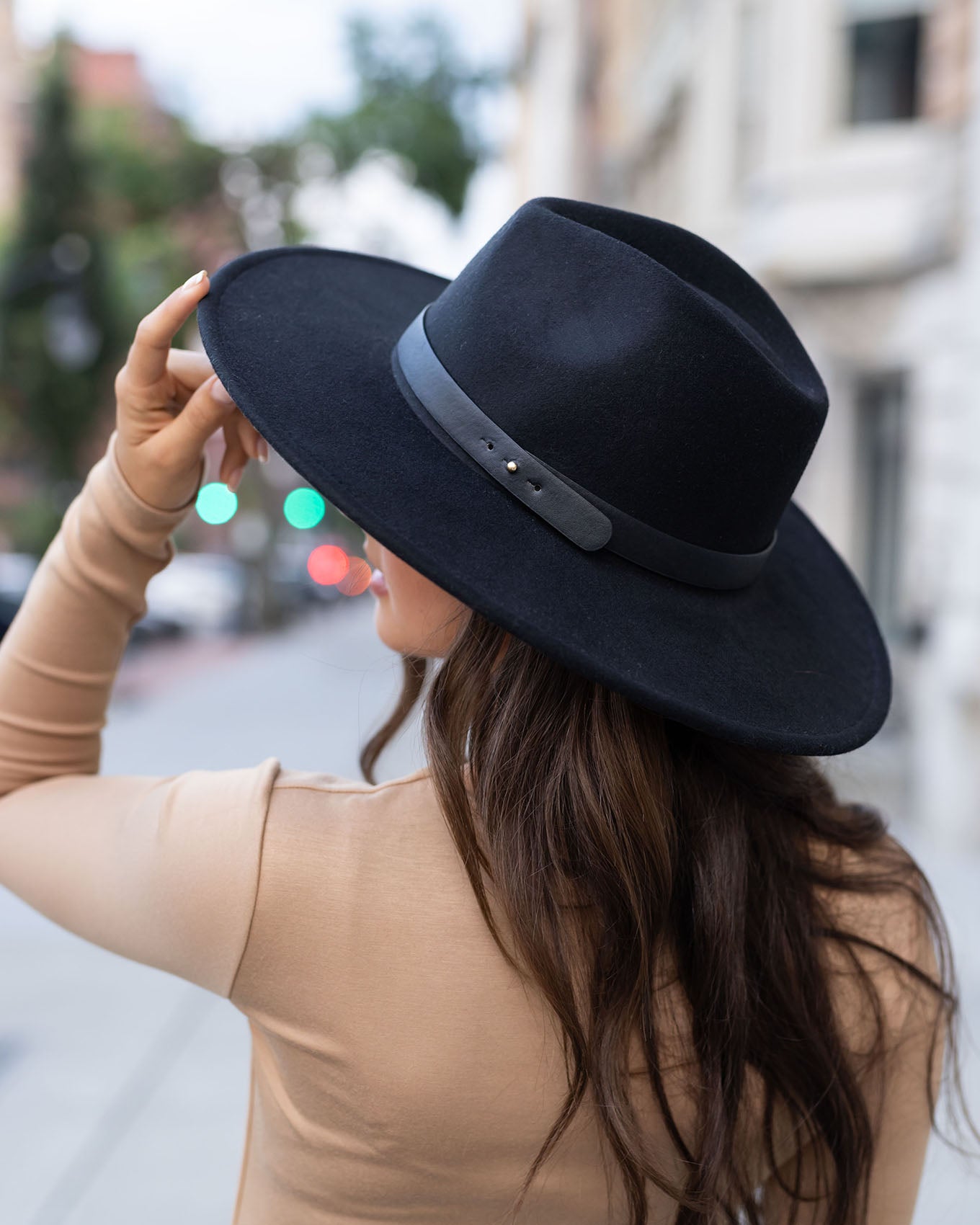 Wide Brim Felt Hat in Black by Grace and Lace