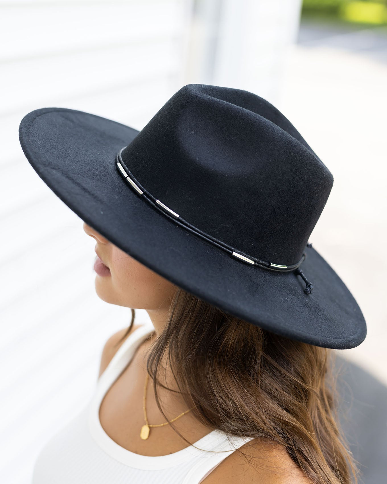 Wide Brim Felt Hat in Black by Grace and Lace