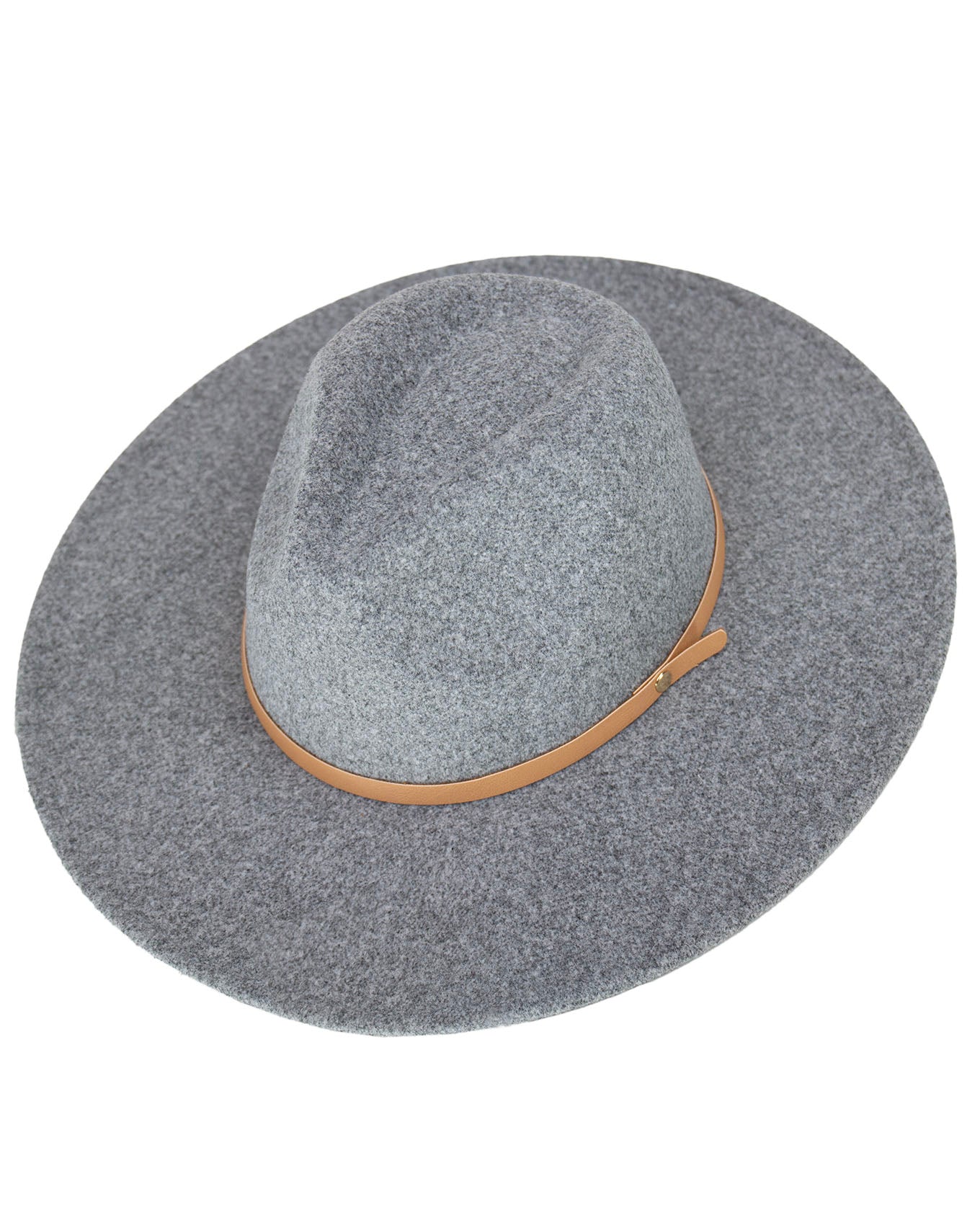 top view stock shot of wide brim felt hat in charcoal