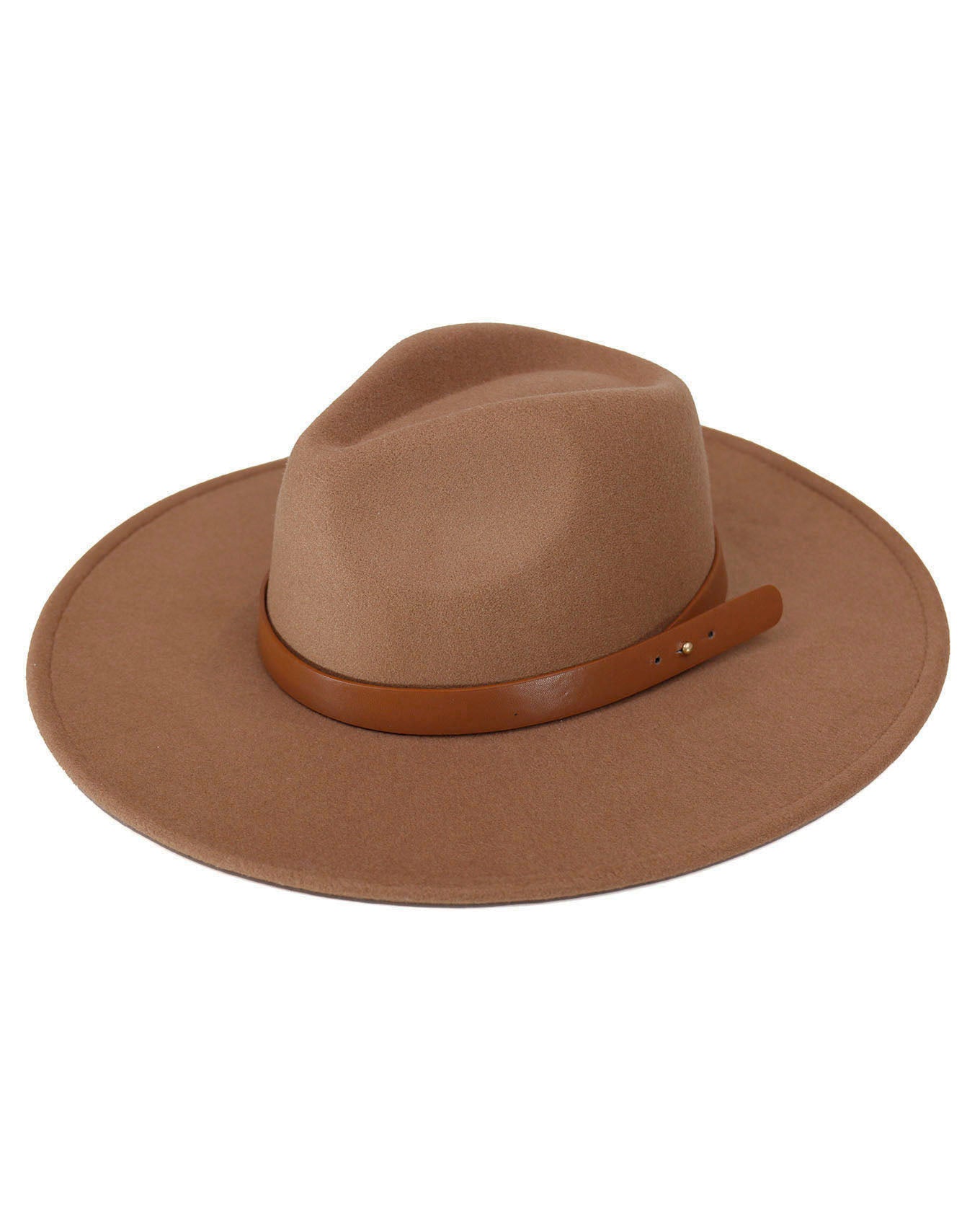 side view stock shot of wide brim felt hat in chestnut