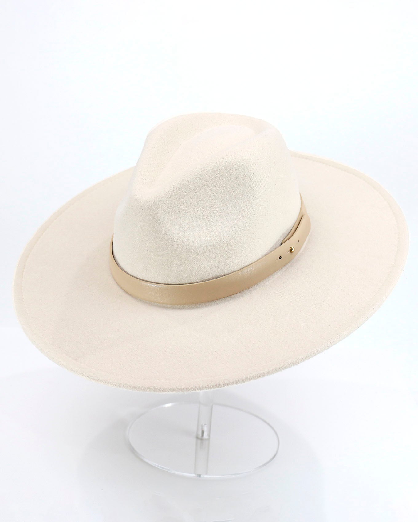 Wide Brim Felt Hat in Cream