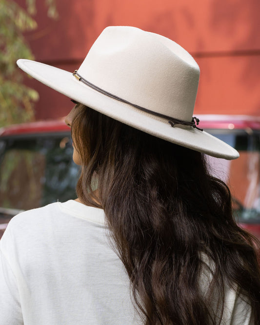 Wide Brim Felt Hat in Cream