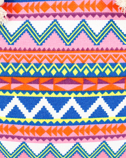 Summer Tote Bag Coral Aztec Pattern Close Up