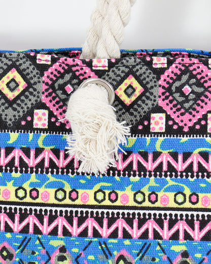 Summer Tote Bag Jewel Mandala Rope Handle Close Up