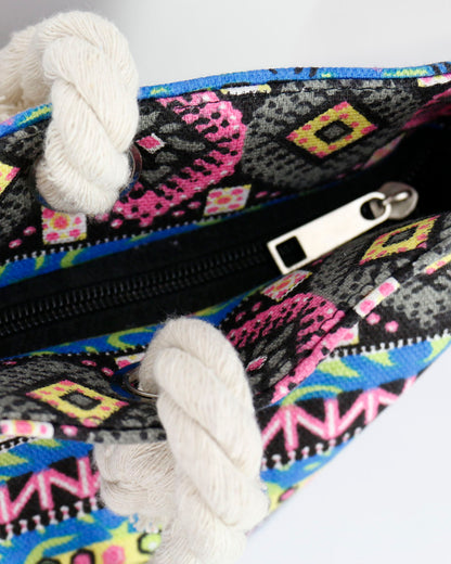 Summer Tote Bag Jewel Mandala Zipper Close Up