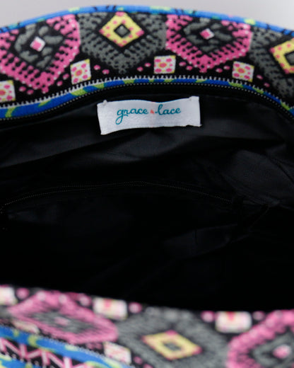 Summer Tote Bag Jewel Mandala Open Zipper Close Up