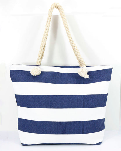 Summer Tote Bag Navy/White Stripe