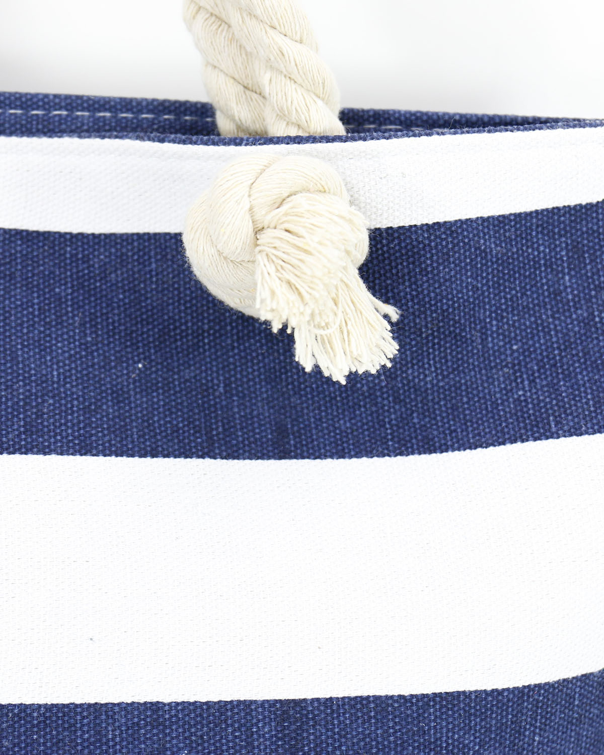 Summer Tote Bag Navy/White Stripe Rope Handle Close Up
