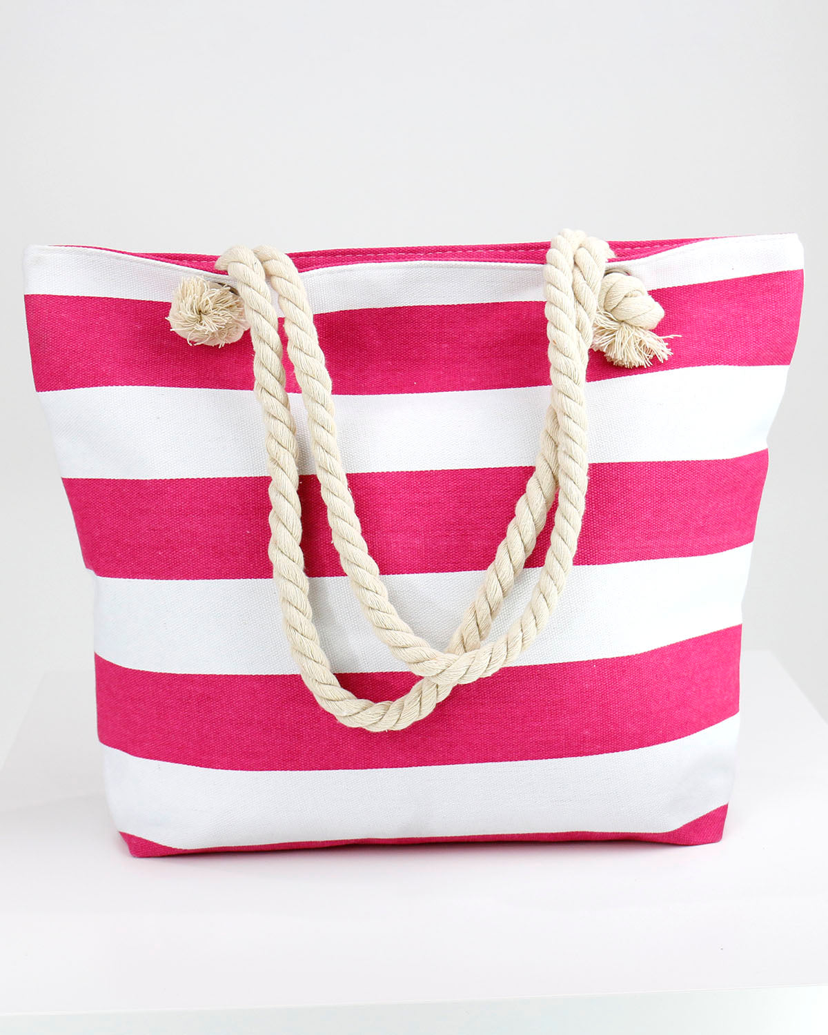 Summer Tote Bag Pink/White Stripe 