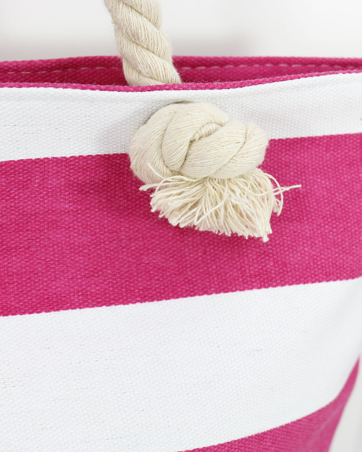 Summer Tote Bag Pink/White Stripe Rope Handle