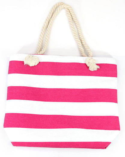 Summer Tote Bag Pink/White Stripe