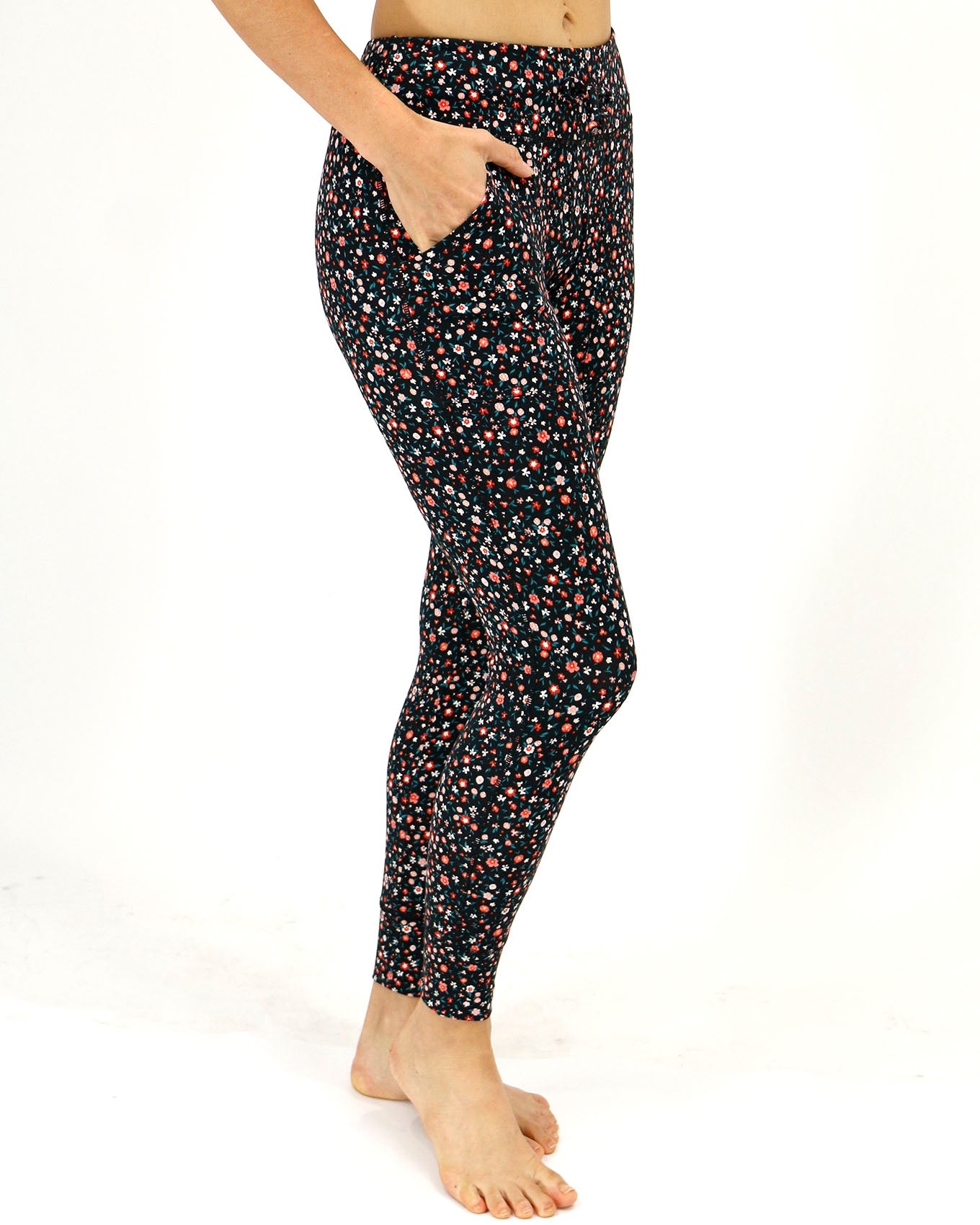 Lounge Leggings Black Mini Floral Sideview