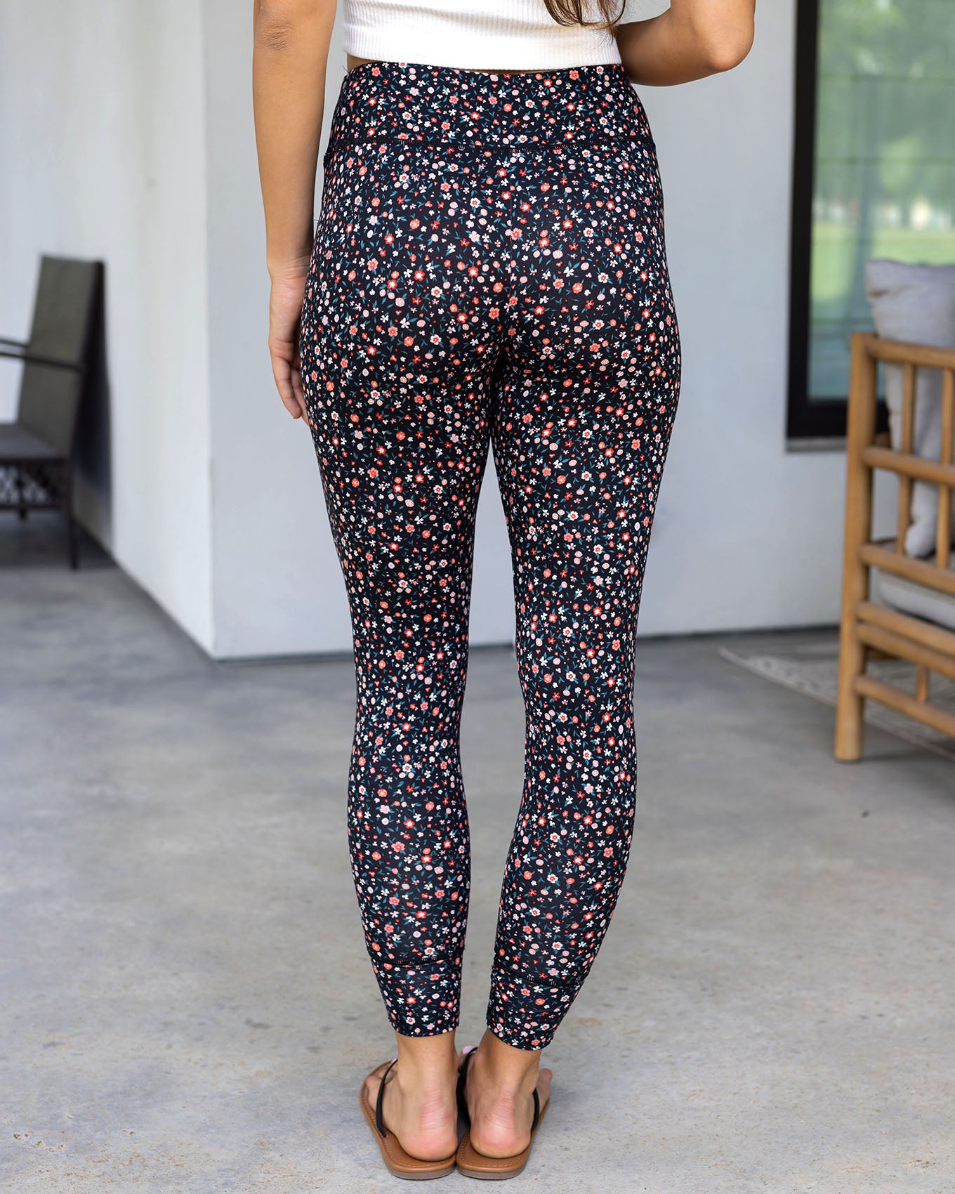 Lounge Leggings Black Mini Floral Back
