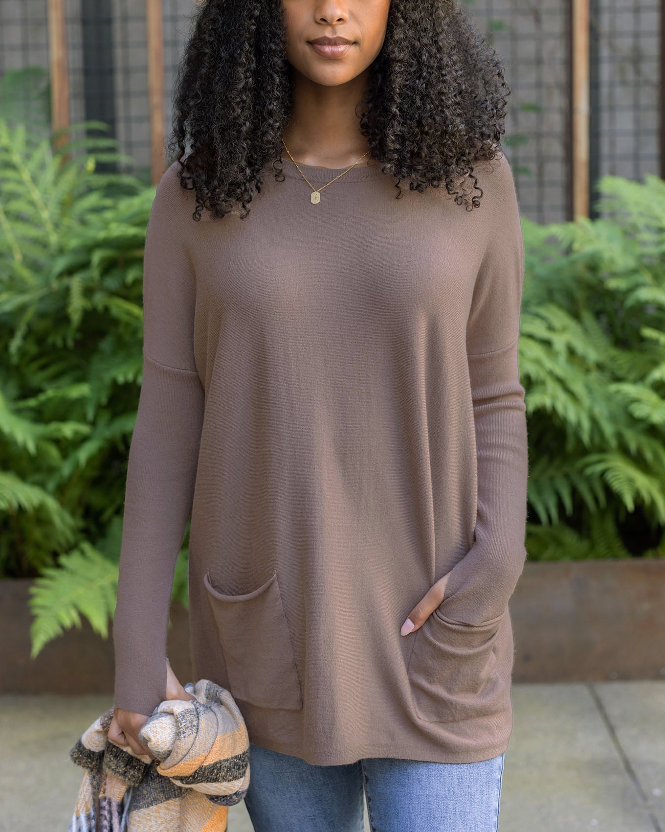 Sweater Pocket Tunic in Mocha - FINAL SALE