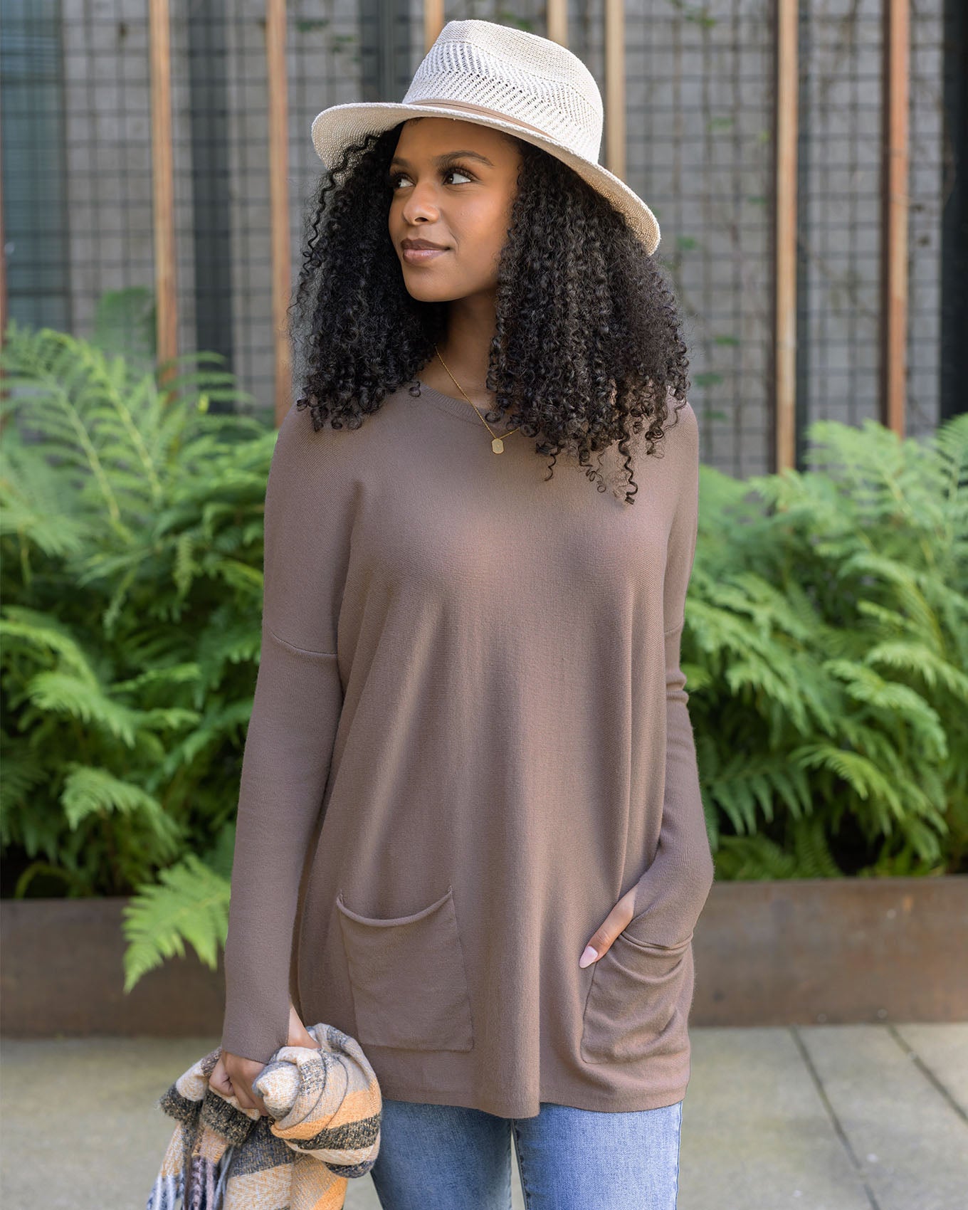 Sweater Pocket Tunic in Mocha - FINAL SALE