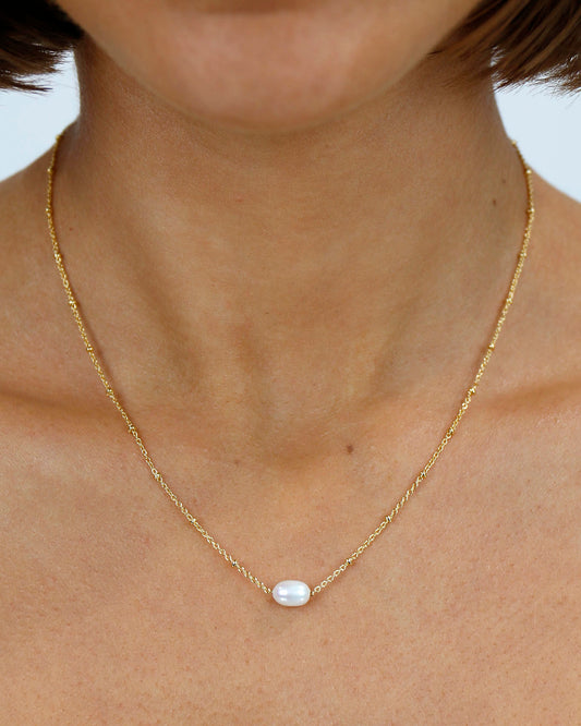 Full view of Gold Sweet Pearl Necklace