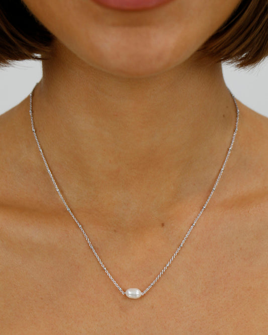 Full view of Silver Sweet Pearl Necklace