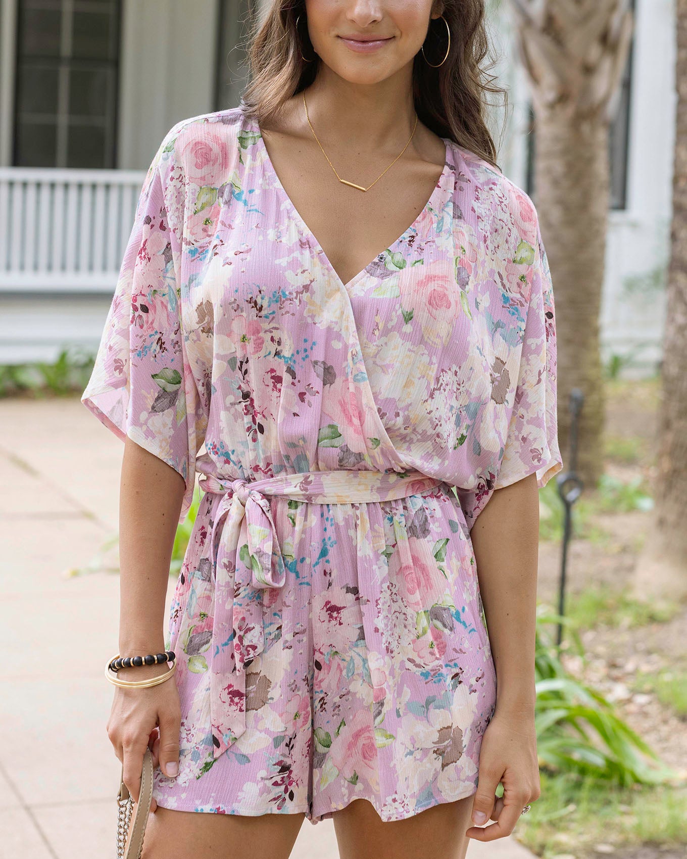 Sweetest Floral Romper Purple Floral / L Sweetest Floral Romper Purple Floral / L