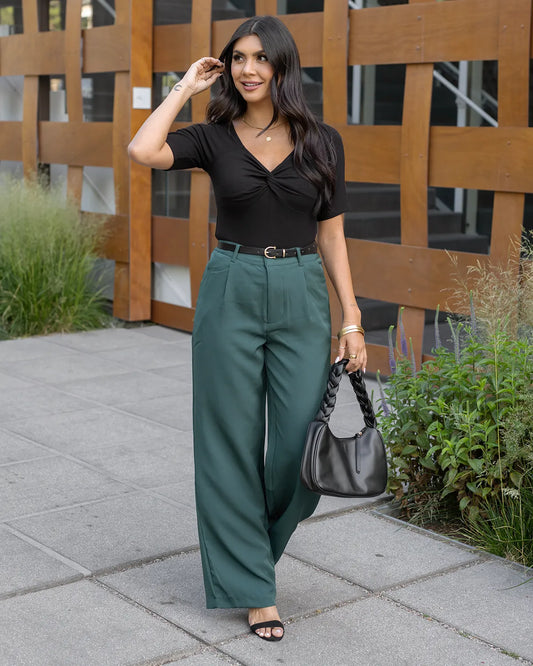 Sweetheart Black Short Sleeve Top knit top