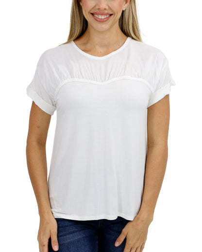 front view stock shot of sweetheart tee in ivory