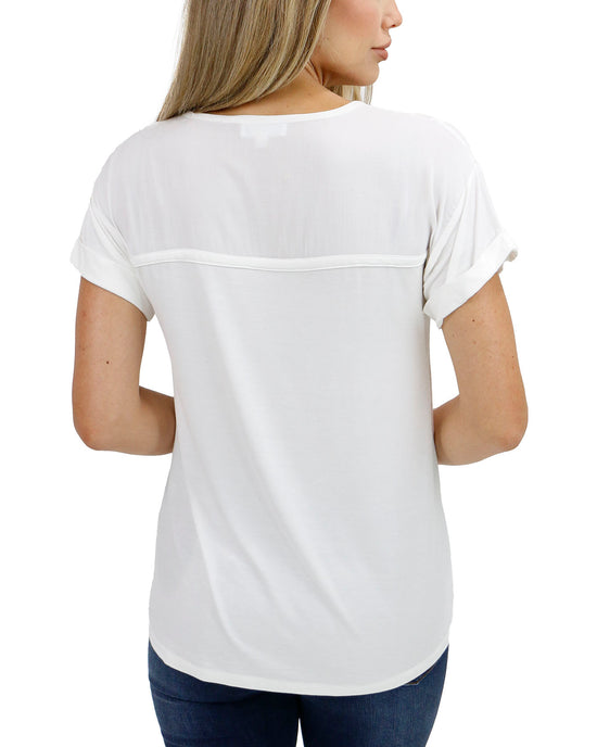 Thread and Supply Sarah Tee in Ivory and Black Stripe