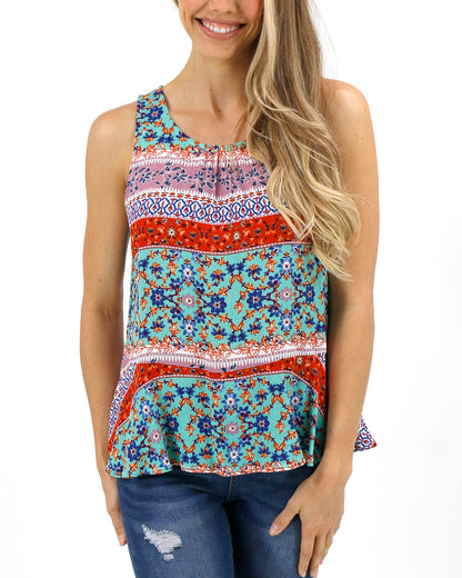 Close up view stock shot of summer multi swing tank top