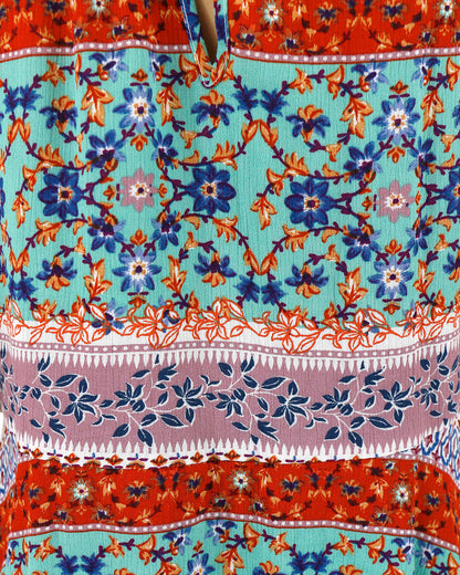 Close up view of summer multi print pattern