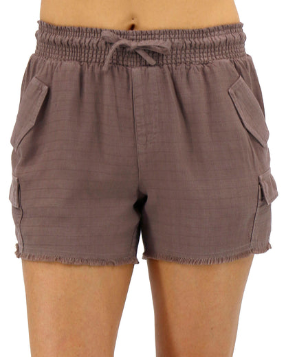 Front stock shot of Mocha Tencel Lyocell Cargo Soft Shorts