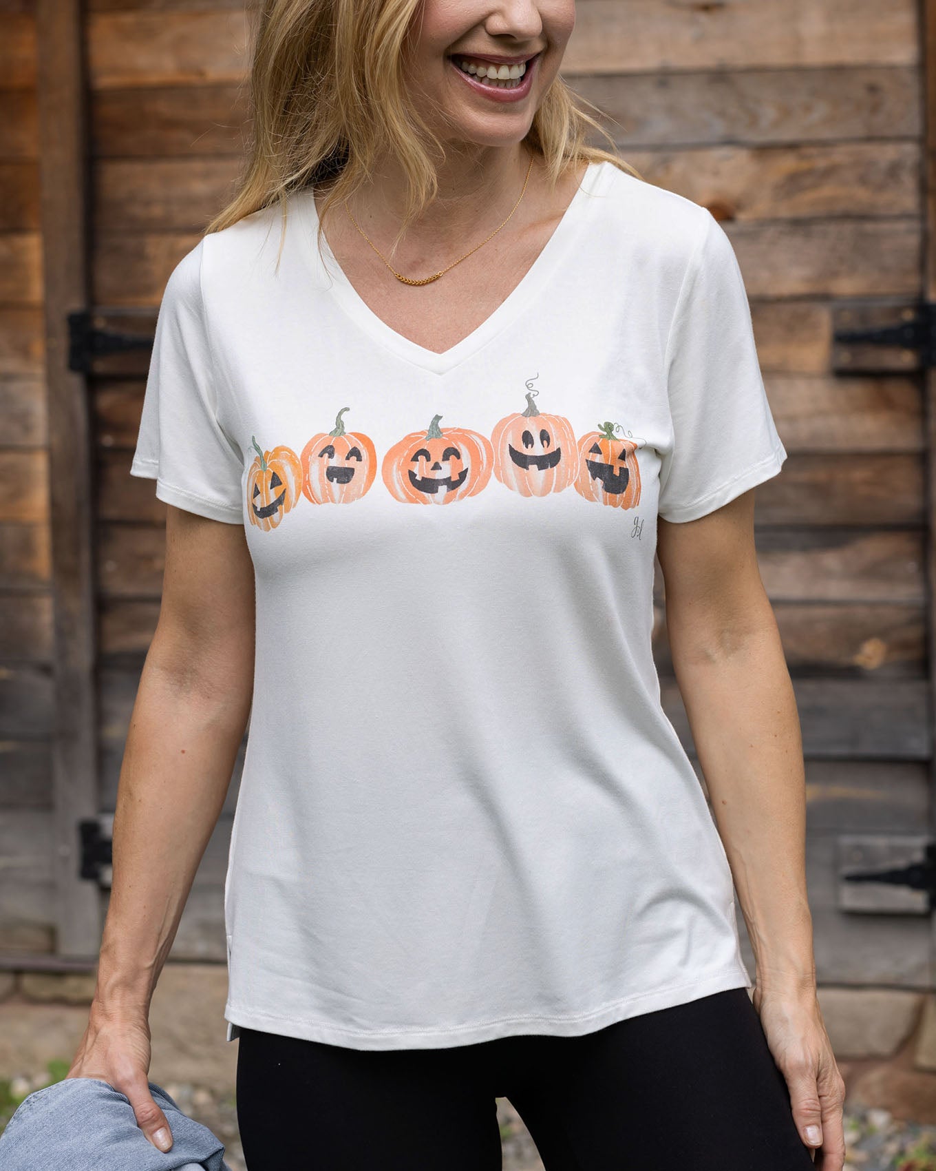 front view of pumpkin graphic tee