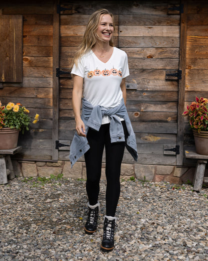 full body view of pumpkin graphic tee