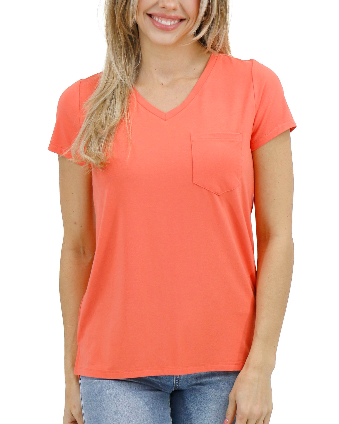 Front stock shot of Apricot True Fit Perfect Pocket Tee