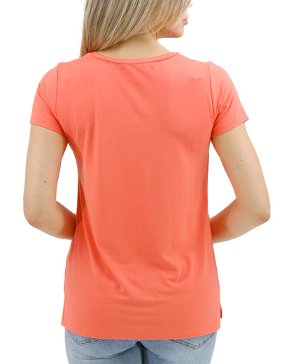 Back stock shot of Apricot True Fit Perfect Pocket Tee