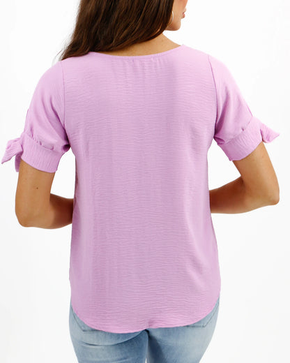 Twist Sleeve Lilac Summer Top