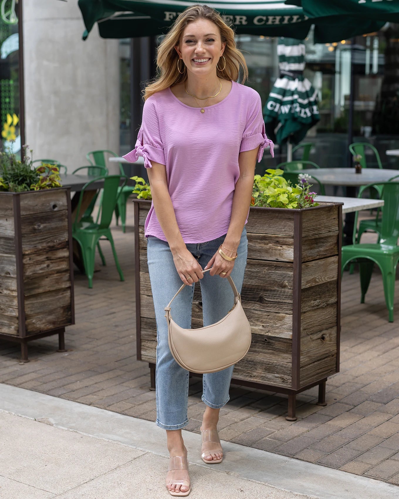 Twist Sleeve Lilac Summer Top