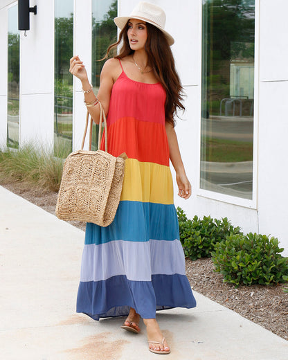 Vacation Multi Colorblock Maxi Dress