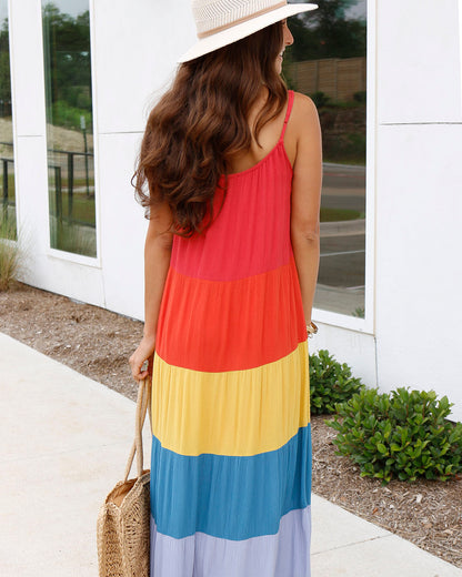 Vacation Multi Colorblock Maxi Dress