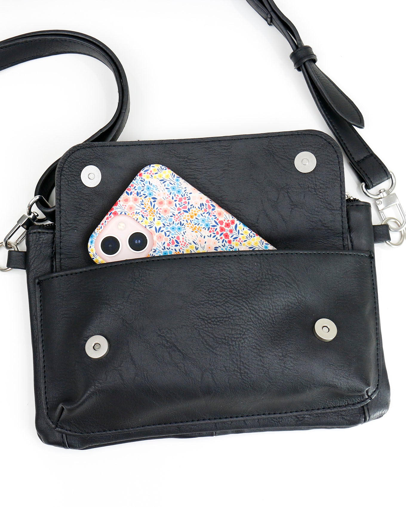 Black cross body bag with silver hardware Clearance